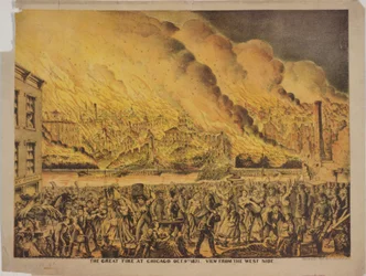 Vista del Gran Incendio de Chicago, 9 de octubre de 1871, desde el lado oeste
